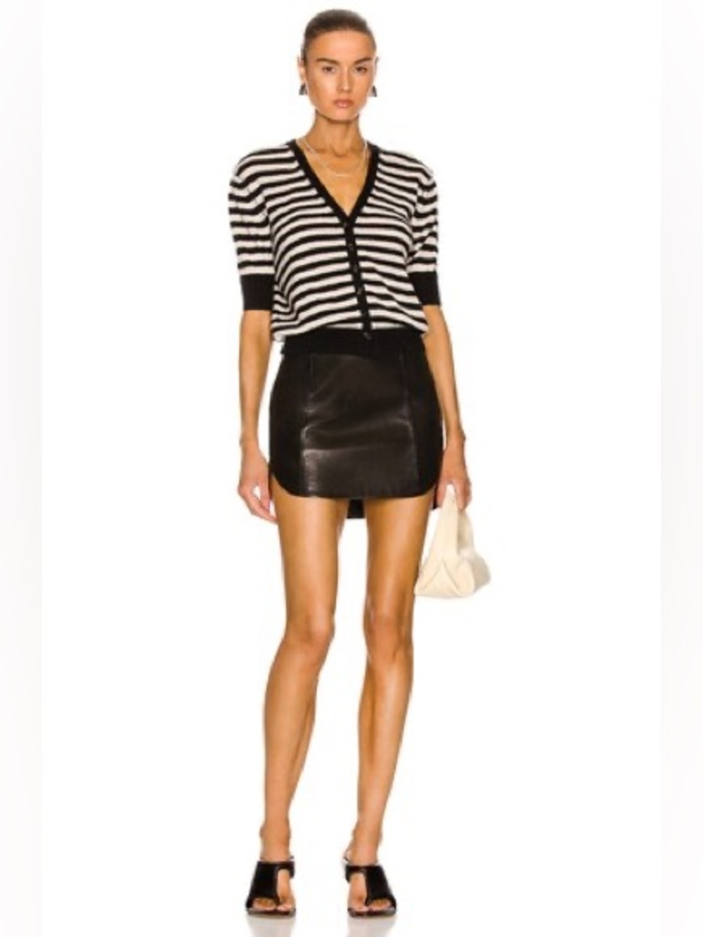 Khaite Dianna Short-Sleeve Striped Cashmere Cardigan - Small - Picture 6 of 10